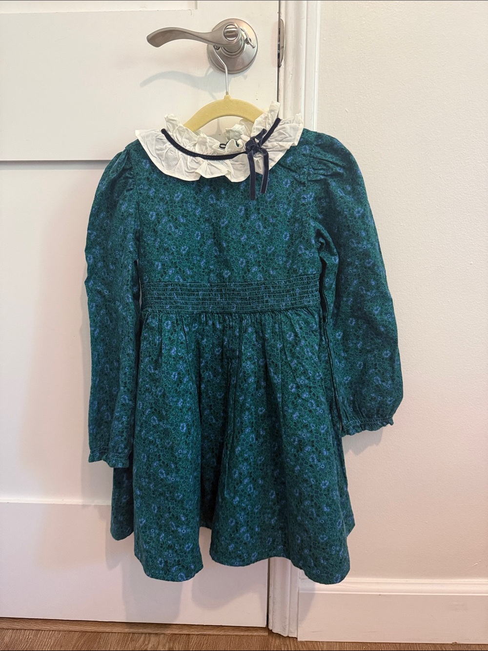 Janie and Jack Emerald Green Floral Dress with Navy Accents